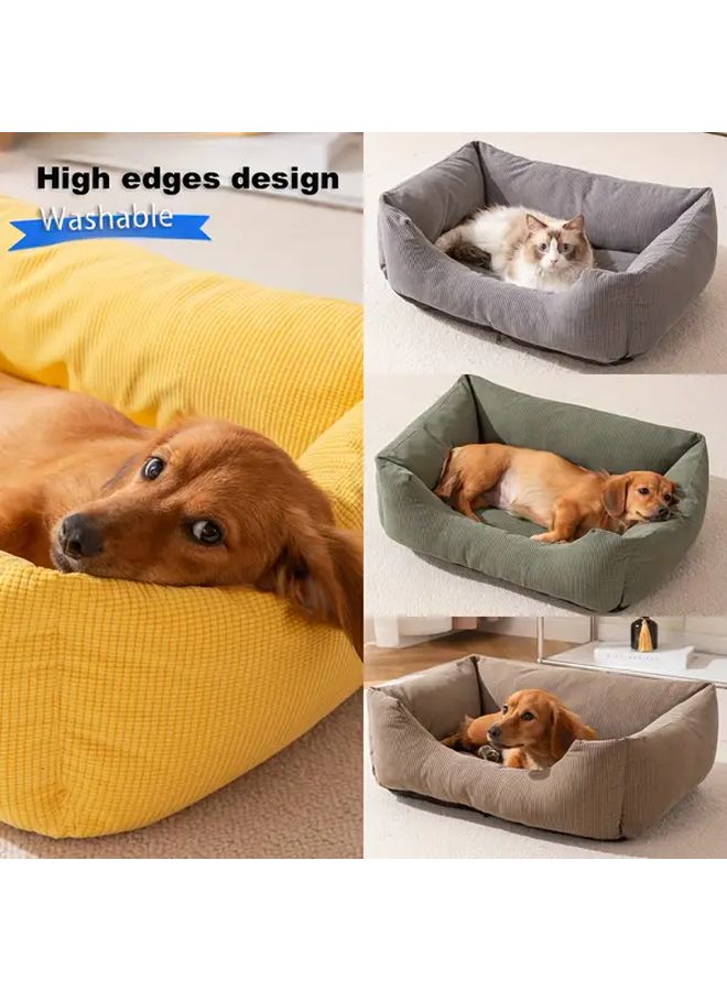 سرير حيوان أليف كاكي كبير 31 4 بوصة قابلة للغسل في الغسالة سجادة ناعمة مهدئة غير قابلة للانزلاق - Image 2